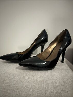BCBGeneration Black Patent Pointed Toe Stiletto Pumps